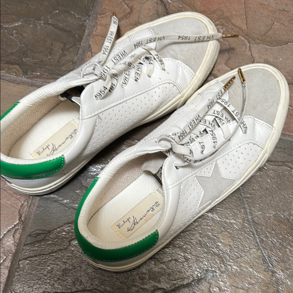 White and Green Star Sneakers